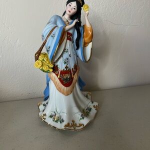 Elegant Porcelain Figurine with Blue and Gold Accents. CHRYSANTHEMUM PRINCESS.#2